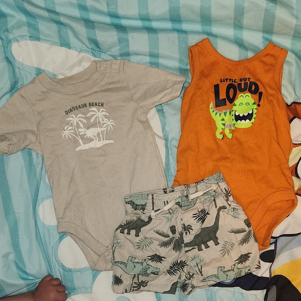 Dinosaur Themed Baby Onesies and Shorts Set